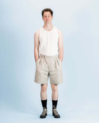 Oblique Shorts - Natural Silk Linen Fine HBT