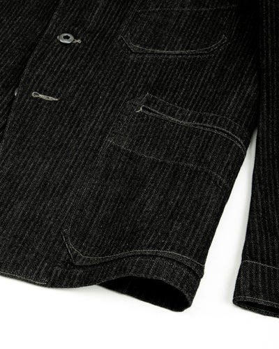 MotivMfg Peak Lapel Lounge Jacket - Black Denim Herringbone - Standard & Strange