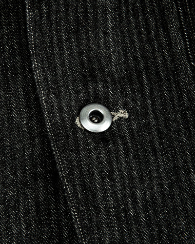 MotivMfg Peak Lapel Lounge Jacket - Black Denim Herringbone - Standard & Strange