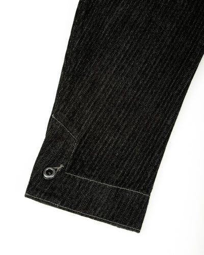 MotivMfg Peak Lapel Lounge Jacket - Black Denim Herringbone - Standard & Strange