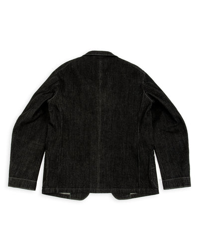 MotivMfg Peak Lapel Lounge Jacket - Black Denim Herringbone - Standard & Strange