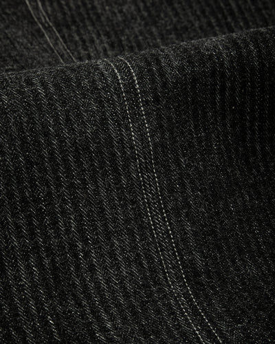 MotivMfg Peak Lapel Lounge Jacket - Black Denim Herringbone - Standard & Strange