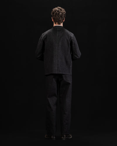 MotivMfg Peak Lapel Lounge Jacket - Black Denim Herringbone - Standard & Strange