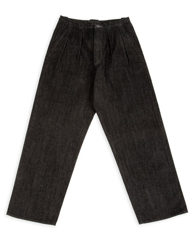 MotivMfg Pleat Denim Trousers - Black Herringbone Denim - Standard & Strange