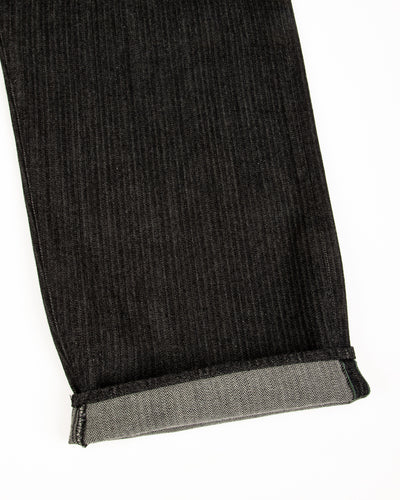 MotivMfg Pleat Denim Trousers - Black Herringbone Denim - Standard & Strange