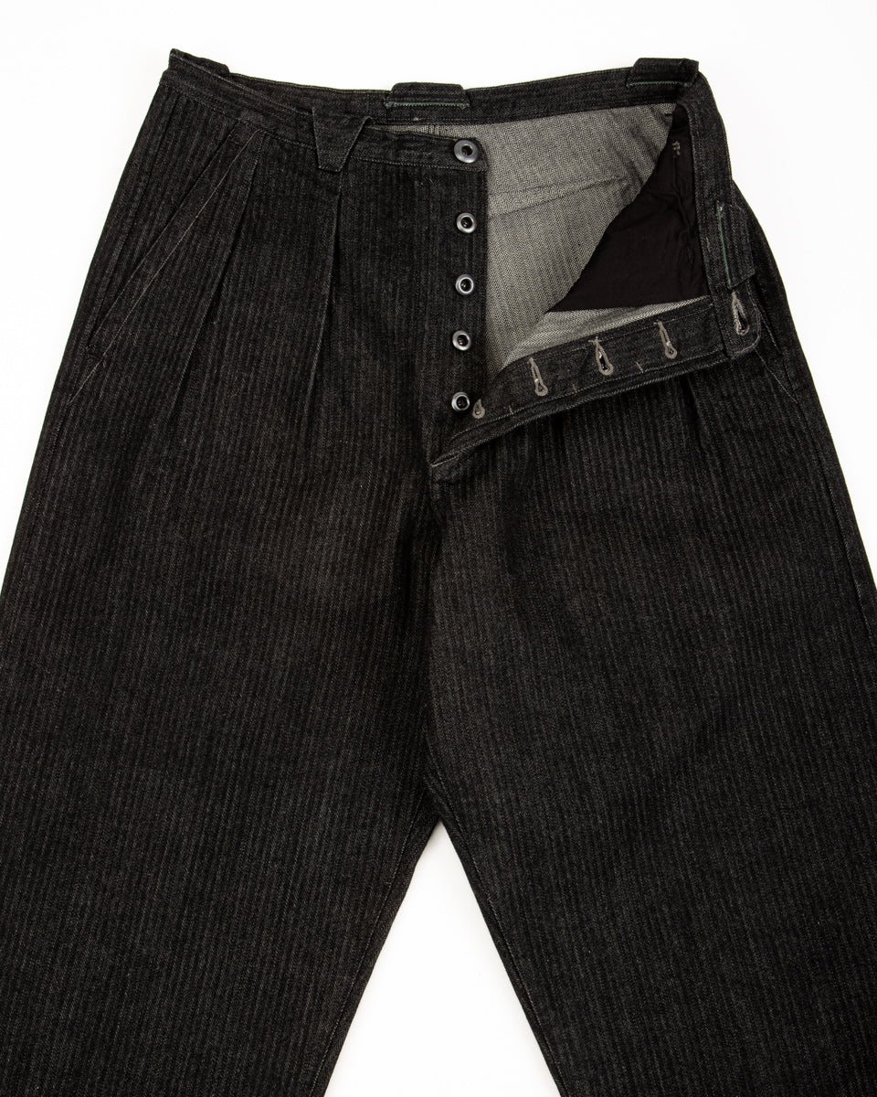Pleat Denim Trousers - Black Herringbone Denim – Standard & Strange