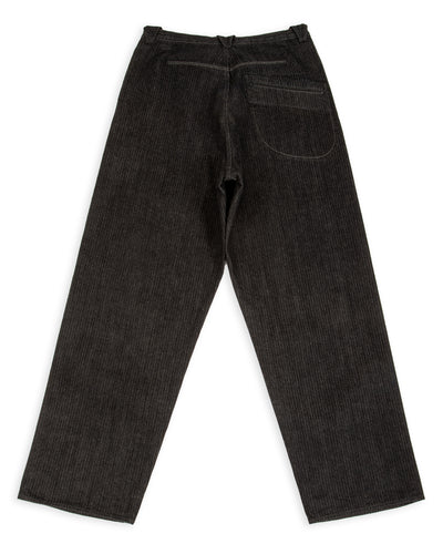 MotivMfg Pleat Denim Trousers - Black Herringbone Denim - Standard & Strange