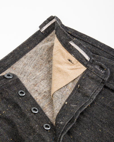 MotivMfg Pleat Denim Trousers - Char Brown Donegal Denim - Standard & Strange