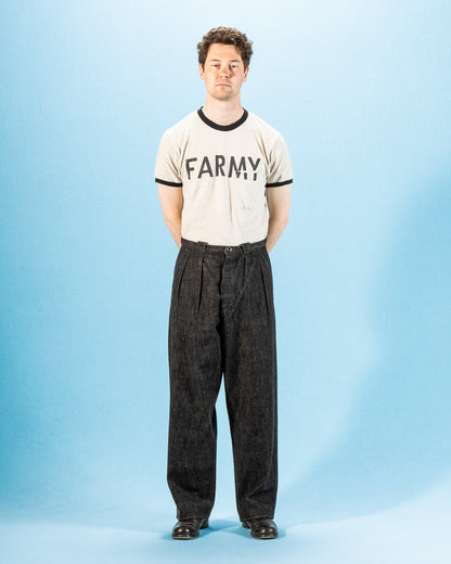 MotivMfg Pleat Denim Trousers - Char Brown Donegal Denim - Standard & Strange