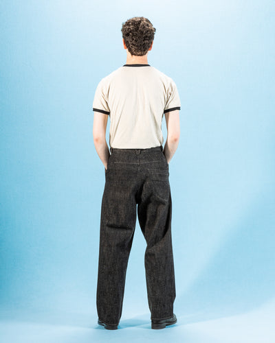 MotivMfg Pleat Denim Trousers - Char Brown Donegal Denim - Standard & Strange