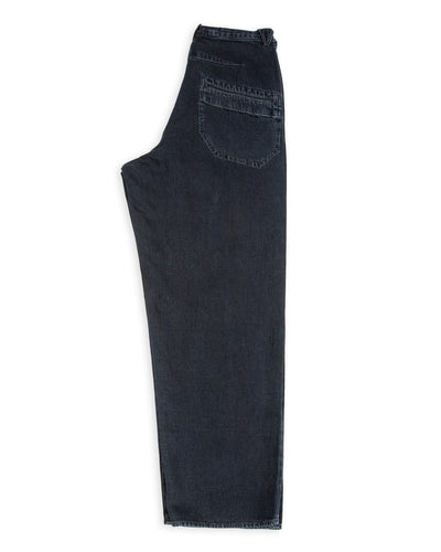 MotivMfg Pleat Denim Trousers - Char Navy Overdyed Linen Denim - Standard & Strange