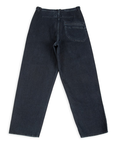 MotivMfg Pleat Denim Trousers - Char Navy Overdyed Linen Denim - Standard & Strange