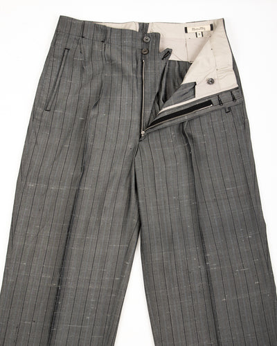MotivMfg Robert Trousers - Vintage Grey Melange Stripe Dupioni - Standard & Strange