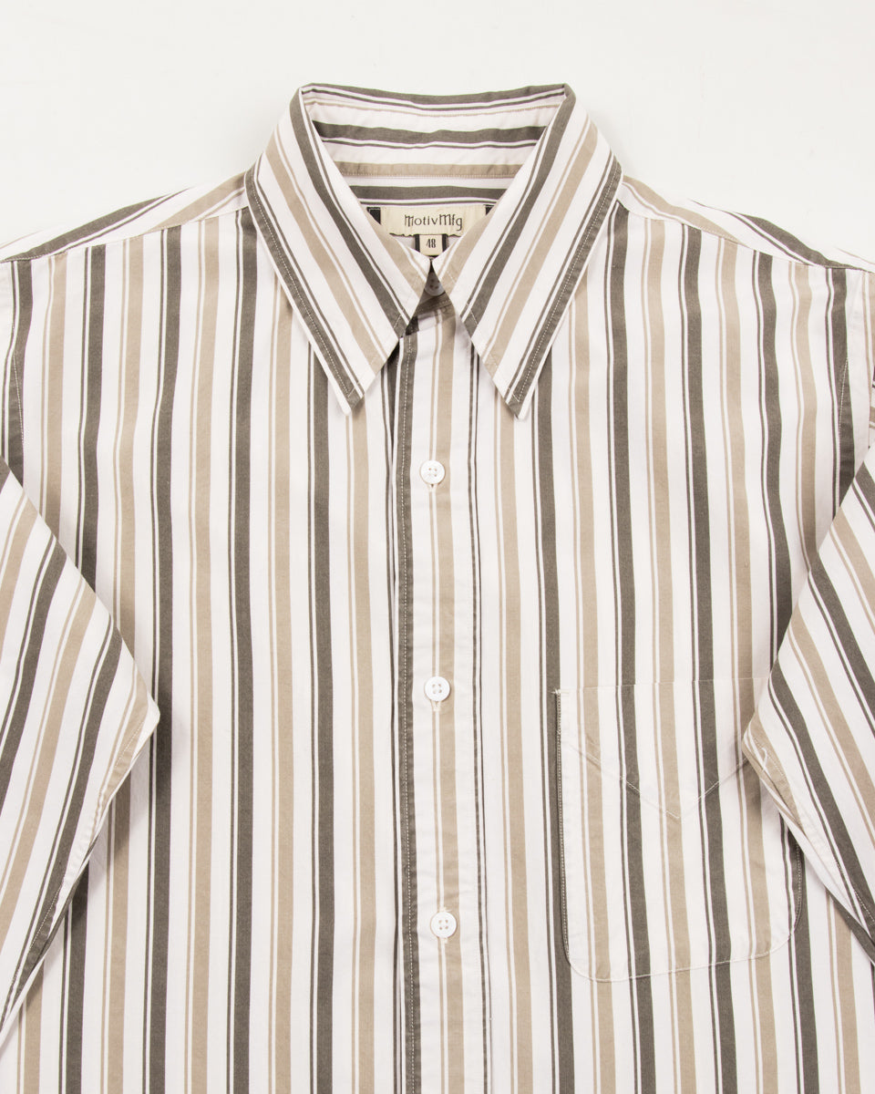 MotivMfg Authentic Fit BD Shirt - Charcoal Stripe Silk Cotton Fine Poplin - Standard & Strange