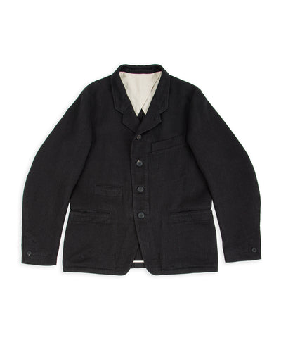 MotivMfg Continental Sack Jacket - Black Linen Wool Pique - Standard & Strange