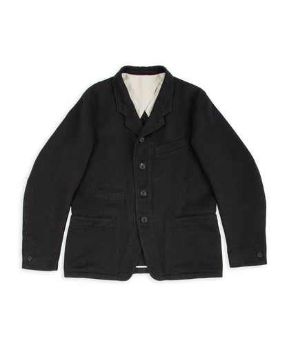 MotivMfg Continental Sack Jacket - Black Linen Wool Pique - Standard & Strange