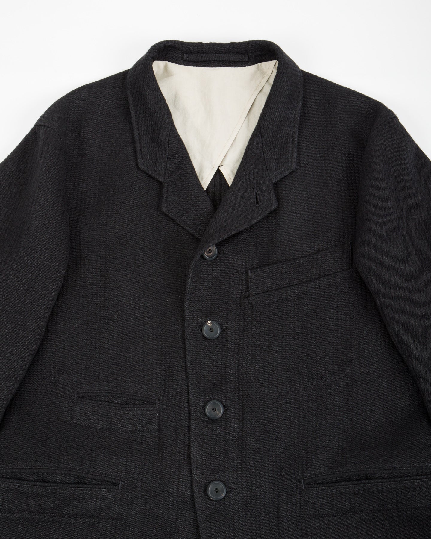 MotivMfg Continental Sack Jacket - Black Linen Wool Pique - Standard & Strange