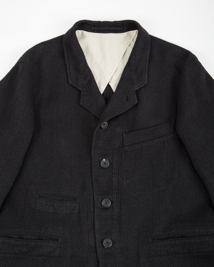 MotivMfg Continental Sack Jacket - Black Linen Wool Pique - Standard & Strange