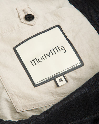 MotivMfg Continental Sack Jacket - Black Linen Wool Pique - Standard & Strange