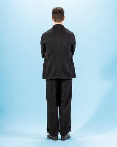 MotivMfg Continental Sack Jacket - Black Linen Wool Pique - Standard & Strange