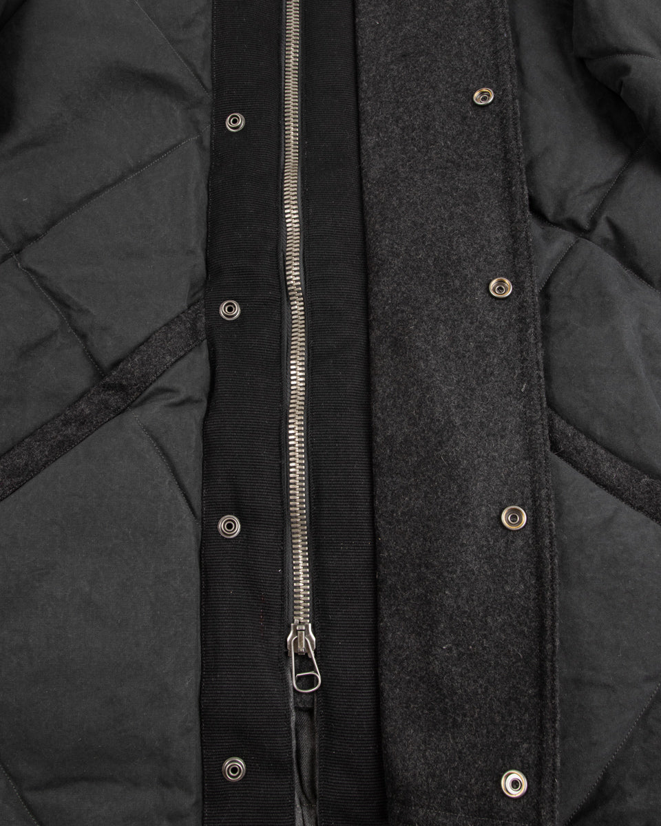 MotivMfg Lander Down Coat - Charcoal Halley Stevenson "Military Finish" Waxed Cotton - Standard & Strange