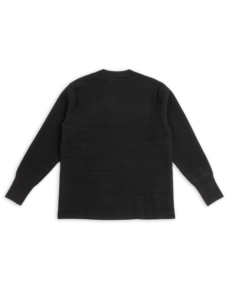 MotivMfg Micro Waffle Thermal Knit - Black Wool Linen Cotton Micro