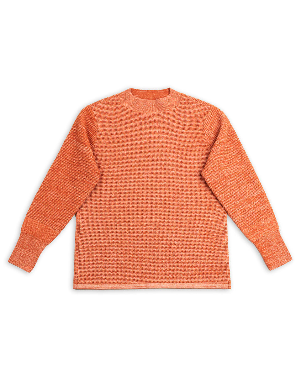 MotivMfg Micro Waffle Thermal Knit - Orange Wool Linen Cotton