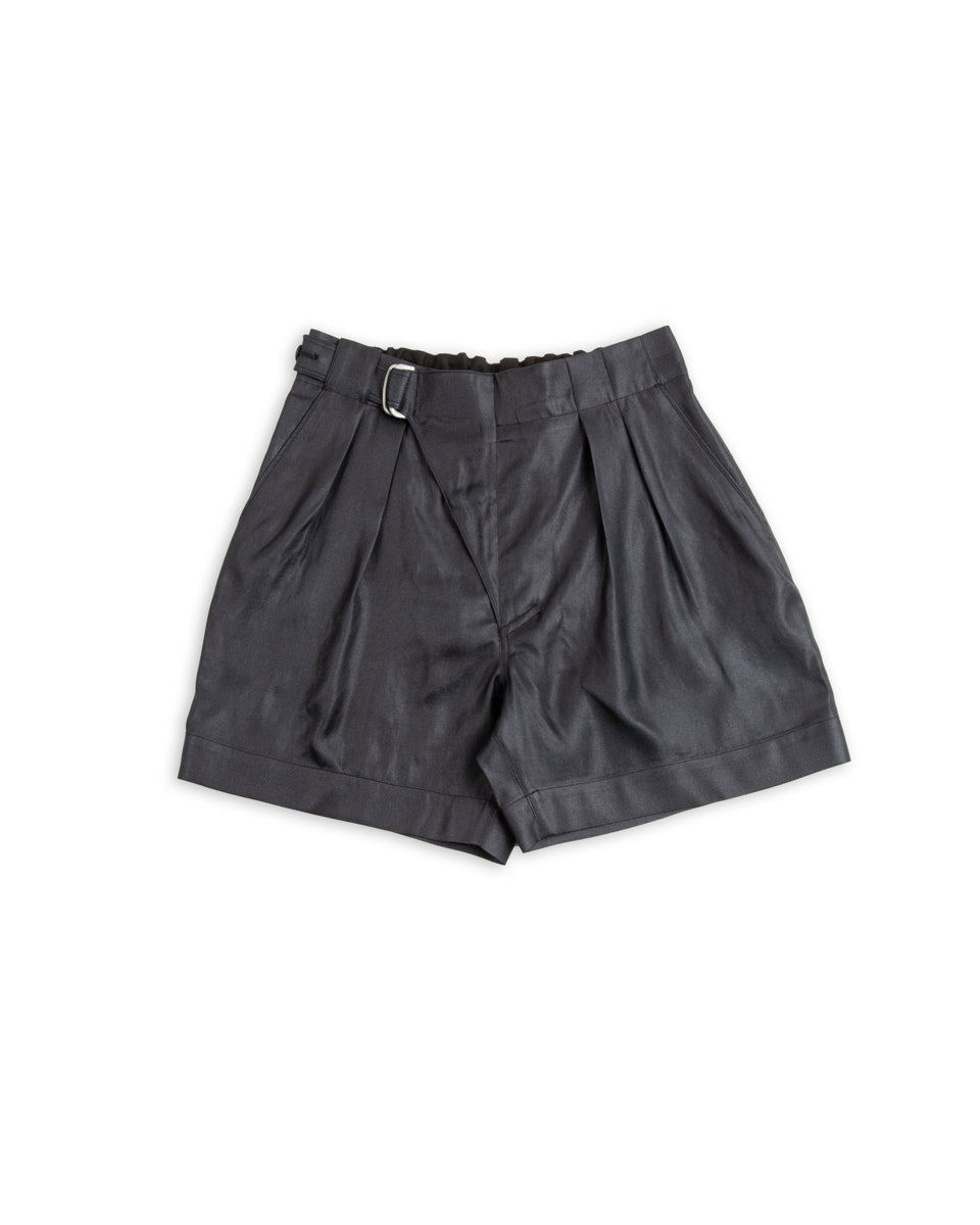 MotivMfg Oblique Shorts - High Twist Tussah Silk Twill/Midnight