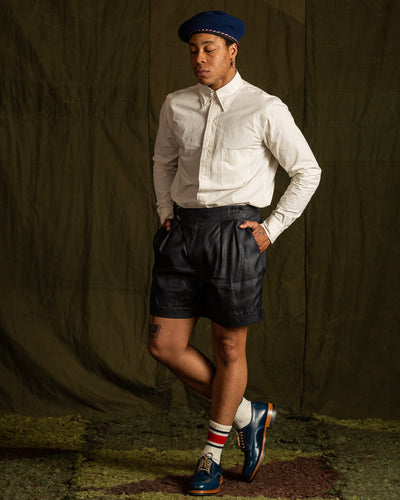 MotivMfg Oblique Shorts - High Twist Tussah Silk Twill/Midnight - Standard & Strange