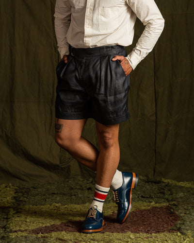 MotivMfg Oblique Shorts - High Twist Tussah Silk Twill/Midnight - Standard & Strange