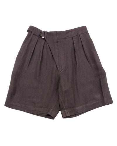 MotivMfg Oblique Shorts - Aubergine Tussah Silk Herringbone - Standard & Strange