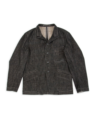 MotivMfg Peak Lapel Lounge Jacket - Char Brown Donegal Denim - Standard & Strange