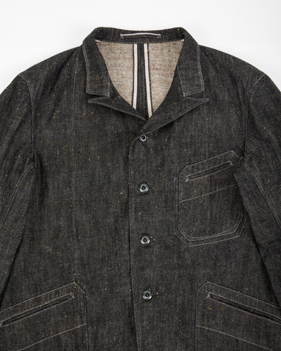 MotivMfg Peak Lapel Lounge Jacket - Char Brown Donegal Denim - Standard & Strange