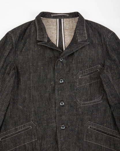 MotivMfg Peak Lapel Lounge Jacket - Char Brown Donegal Denim - Standard & Strange