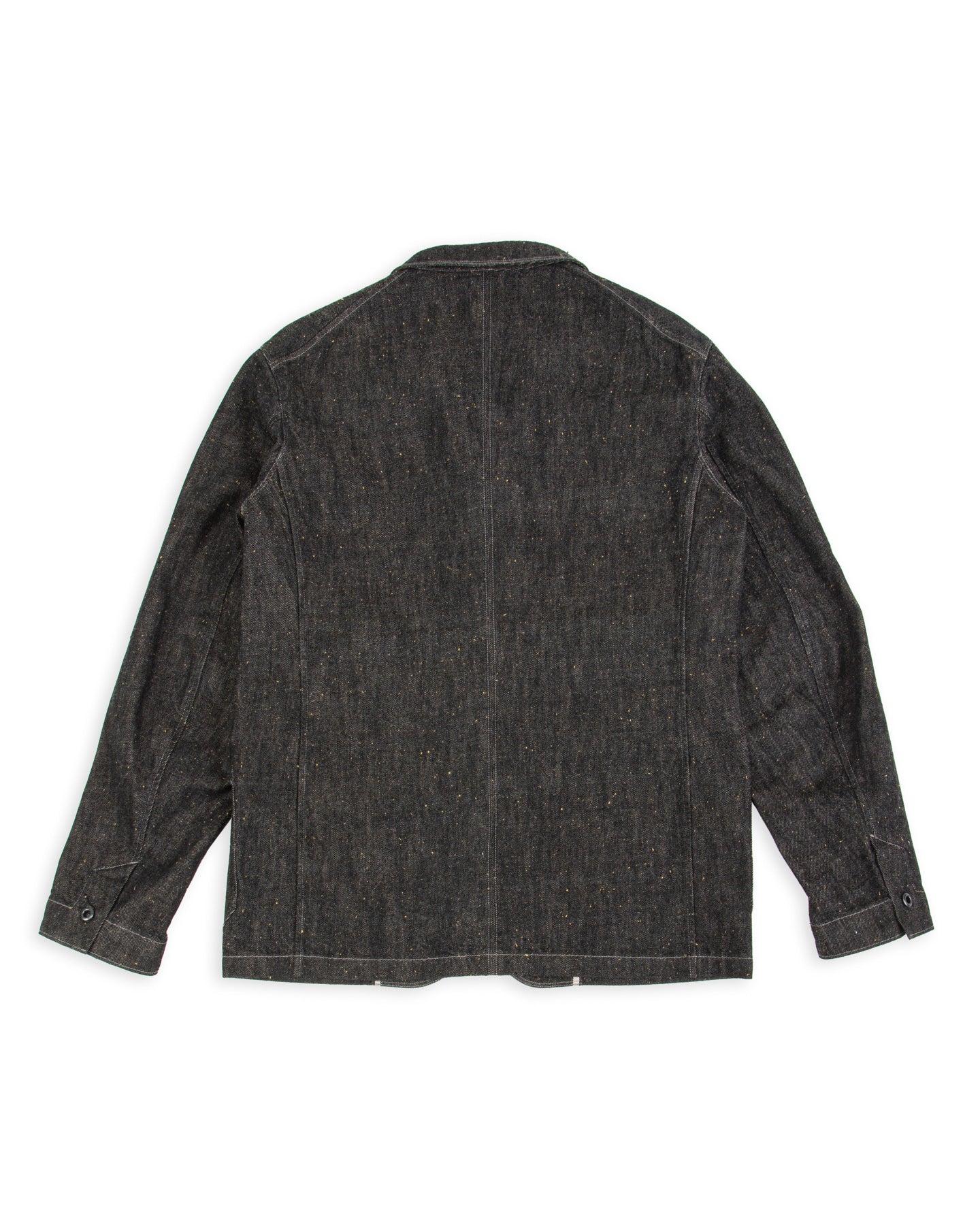 MotivMfg Peak Lapel Lounge Jacket - Char Brown Donegal Denim