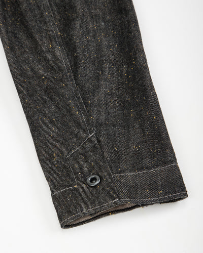 MotivMfg Peak Lapel Lounge Jacket - Char Brown Donegal Denim - Standard & Strange