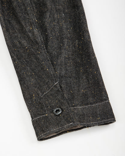 MotivMfg Peak Lapel Lounge Jacket - Char Brown Donegal Denim - Standard & Strange