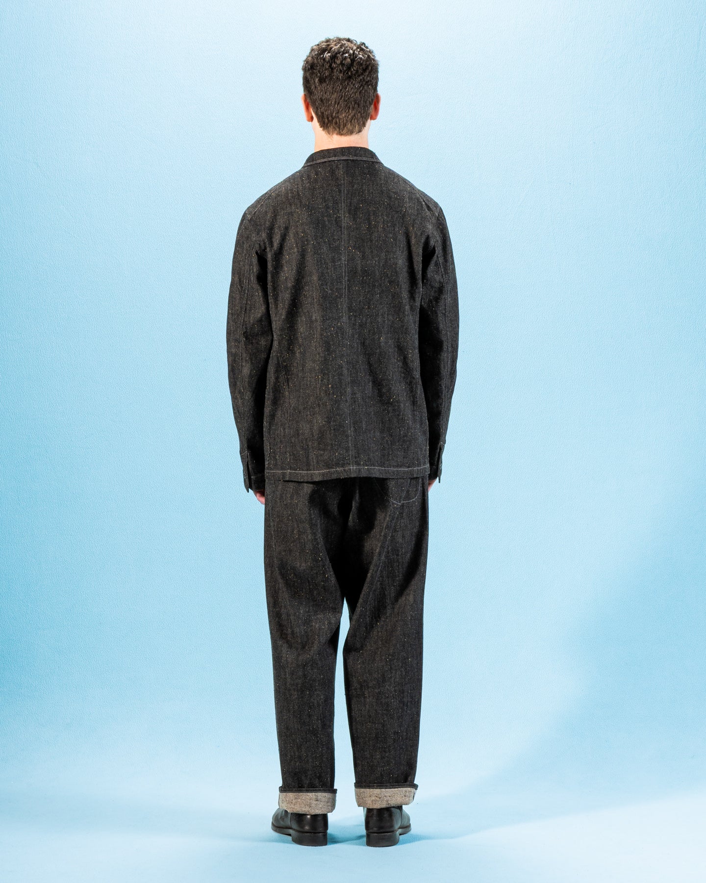 MotivMfg Peak Lapel Lounge Jacket - Char Brown Donegal Denim MotivMfg Peak Lapel Lounge Jacket - Char Brown Donegal Denim