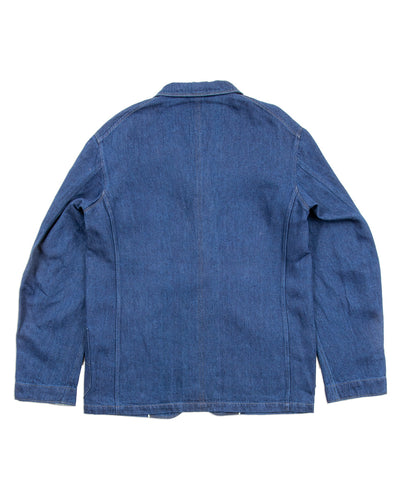 MotivMfg Peak Lapel Lounge Jacket - Indigo Linen Cotton Denim - Standard & Strange