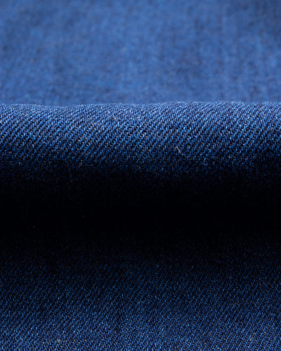 MotivMfg Peak Lapel Lounge Jacket - Indigo Linen Cotton Denim - Standard & Strange