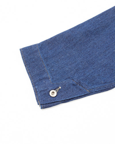MotivMfg Peak Lapel Lounge Jacket - Indigo Linen Cotton Denim - Standard & Strange