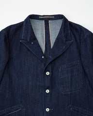 MotivMfg Peak Lapel Lounge Jacket - Indigo Tailorable Denim - Standard & Strange