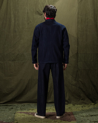 MotivMfg Peak Lapel Lounge Jacket - Indigo Tailorable Denim - Standard & Strange