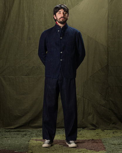 MotivMfg Peak Lapel Lounge Jacket - Indigo Tailorable Denim - Standard & Strange