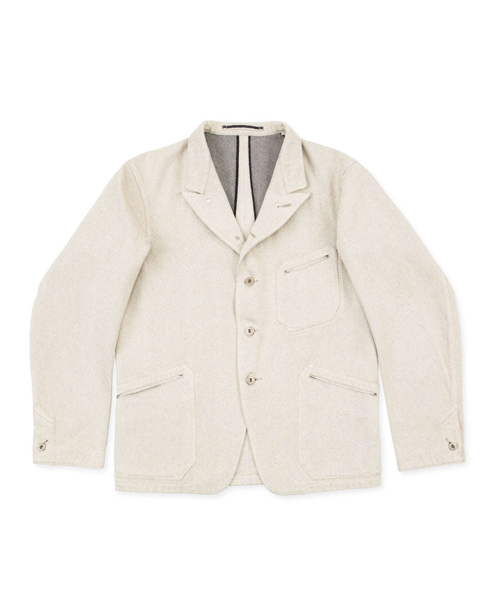 MotivMfg Peak Lapel Lounge Jacket - Natural Tailorable Denim