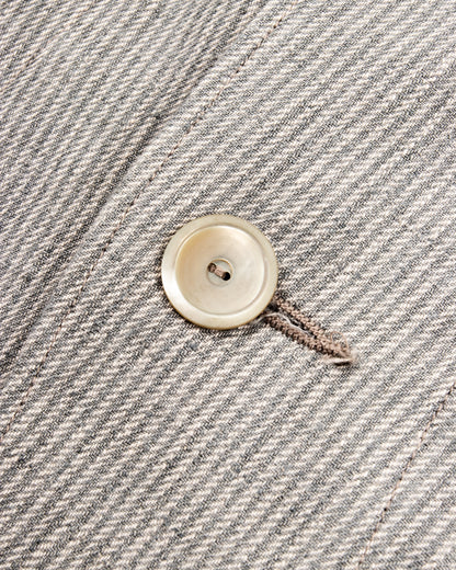 MotivMfg Peak Lapel Sack Jacket - Light Grey Stripe High Twist Linen Serge - Standard & Strange