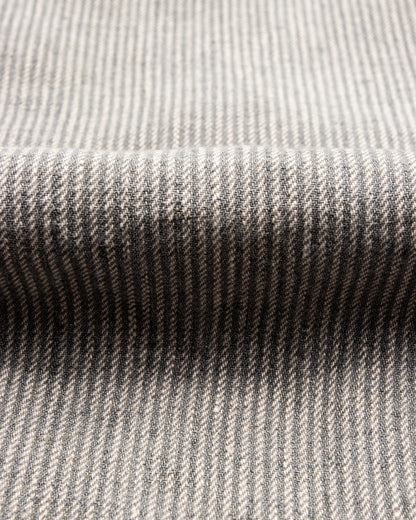 MotivMfg Peak Lapel Sack Jacket - Light Grey Stripe High Twist Linen Serge - Standard & Strange