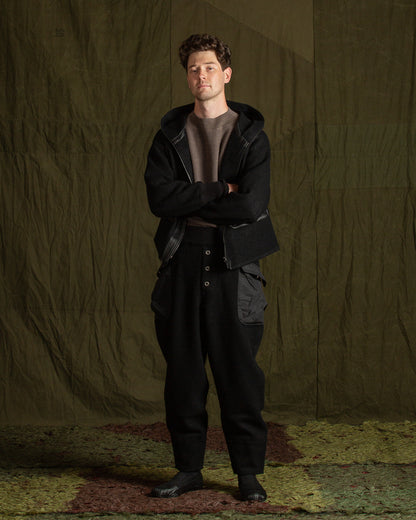 MotivMfg Pilgrimage Hoodie - Black Wool Boucle Knit - Standard & Strange