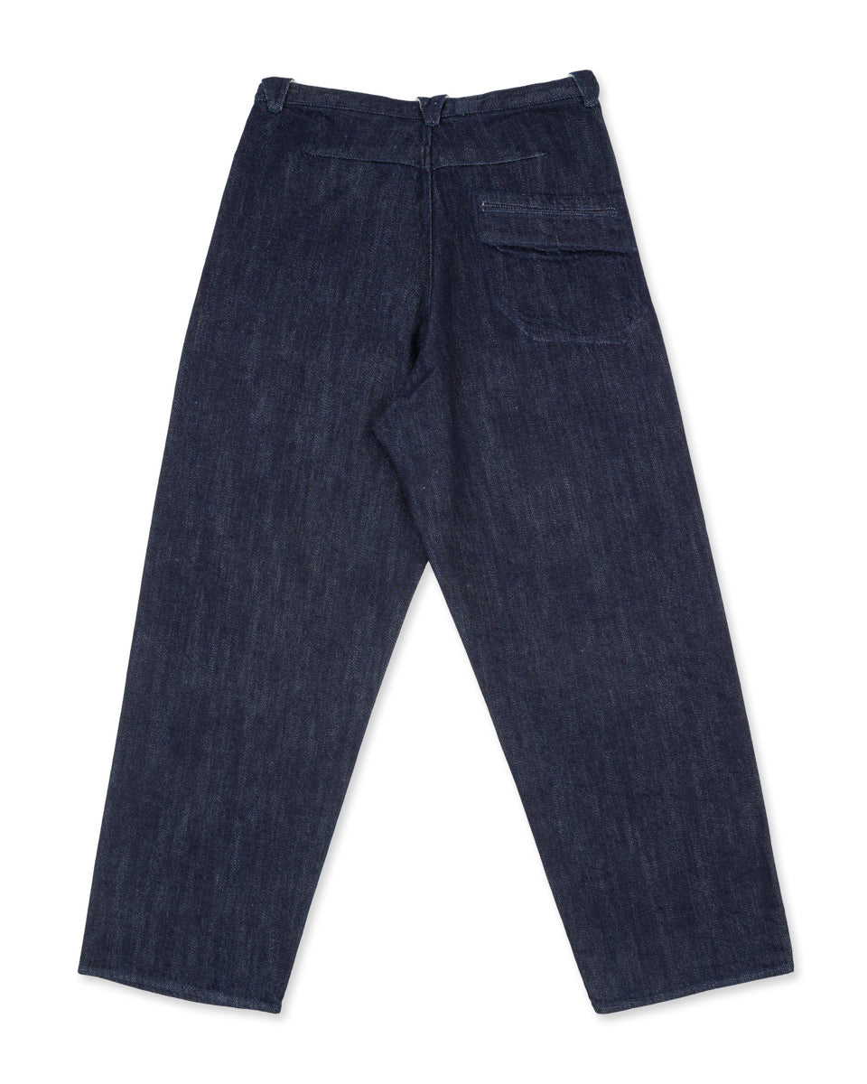 MotivMfg Pleat Denim Trousers - Indigo Tailorable Denim - Standard & Strange