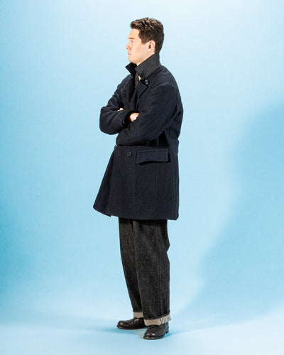 MotivMfg Relaxed Brigadier Coat - Boelite Blue Double Face Tweed - Standard & Strange
